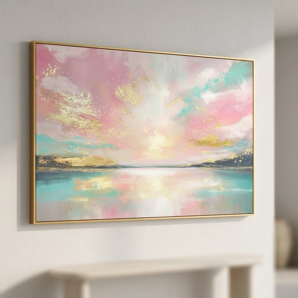 Pastelltraum Rosa Türkis Handgemalt Gemälde - Norea