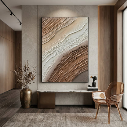 Fließende Linien Braun Handgemalt Gemälde