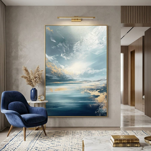 Alpensee Türkis Gold Handgemalt Gemälde - Norea