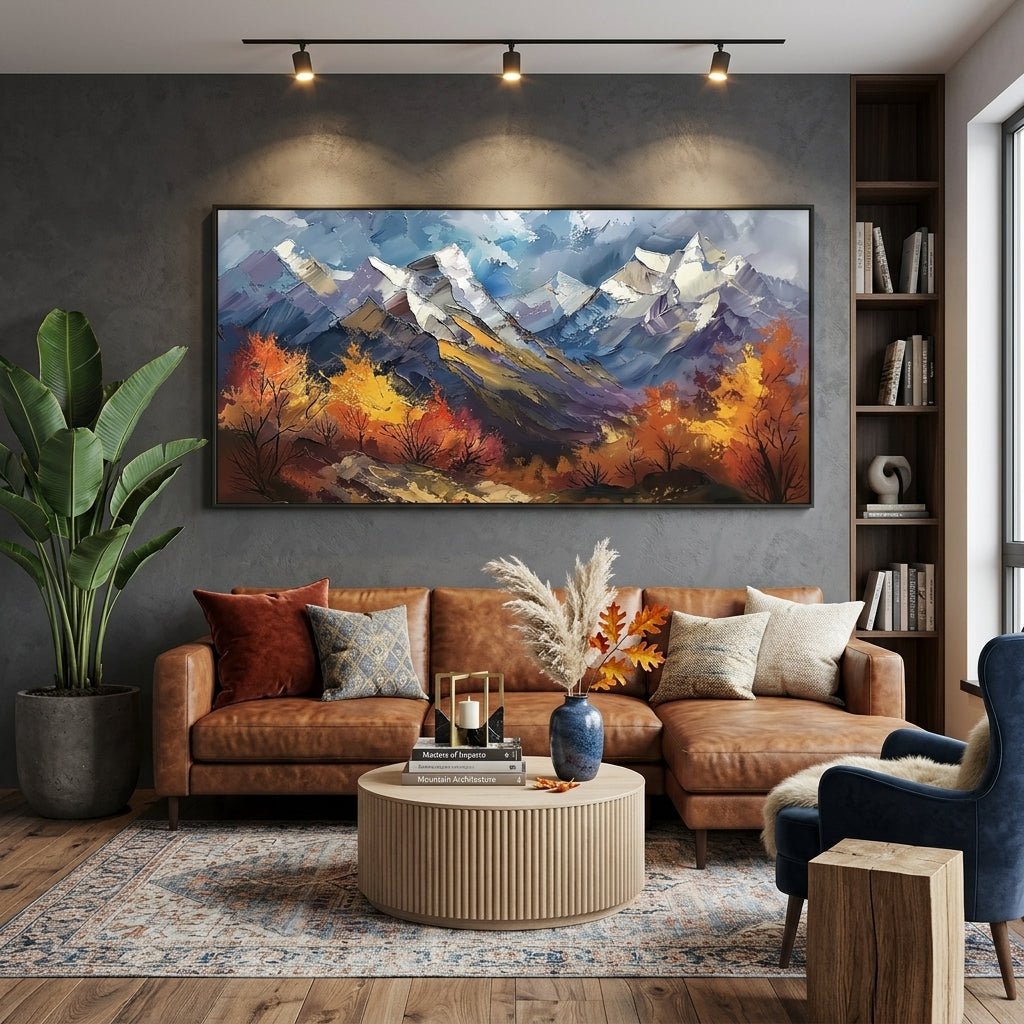 Bergfeuer Landschaft Handgemalt Gemälde - Norea