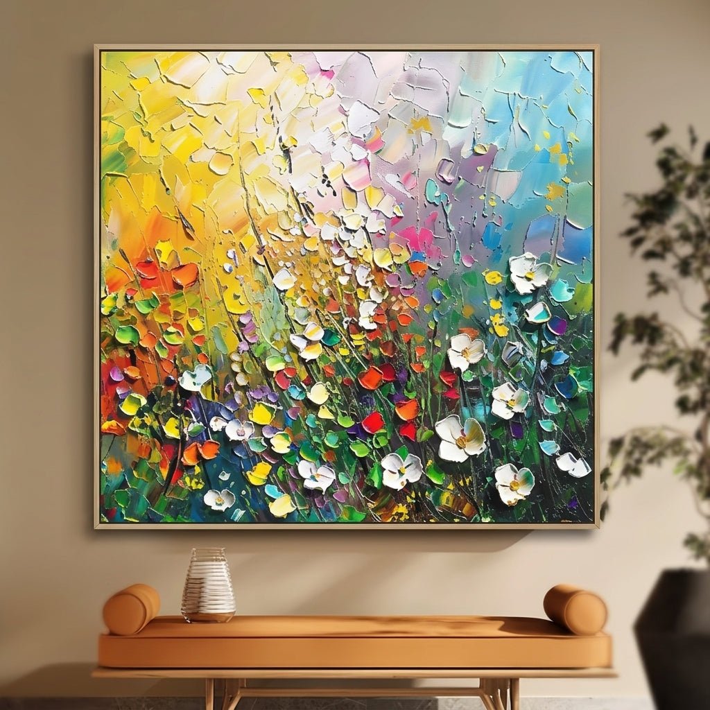 Blütentraum Bunt Handgemalt Gemälde - Norea