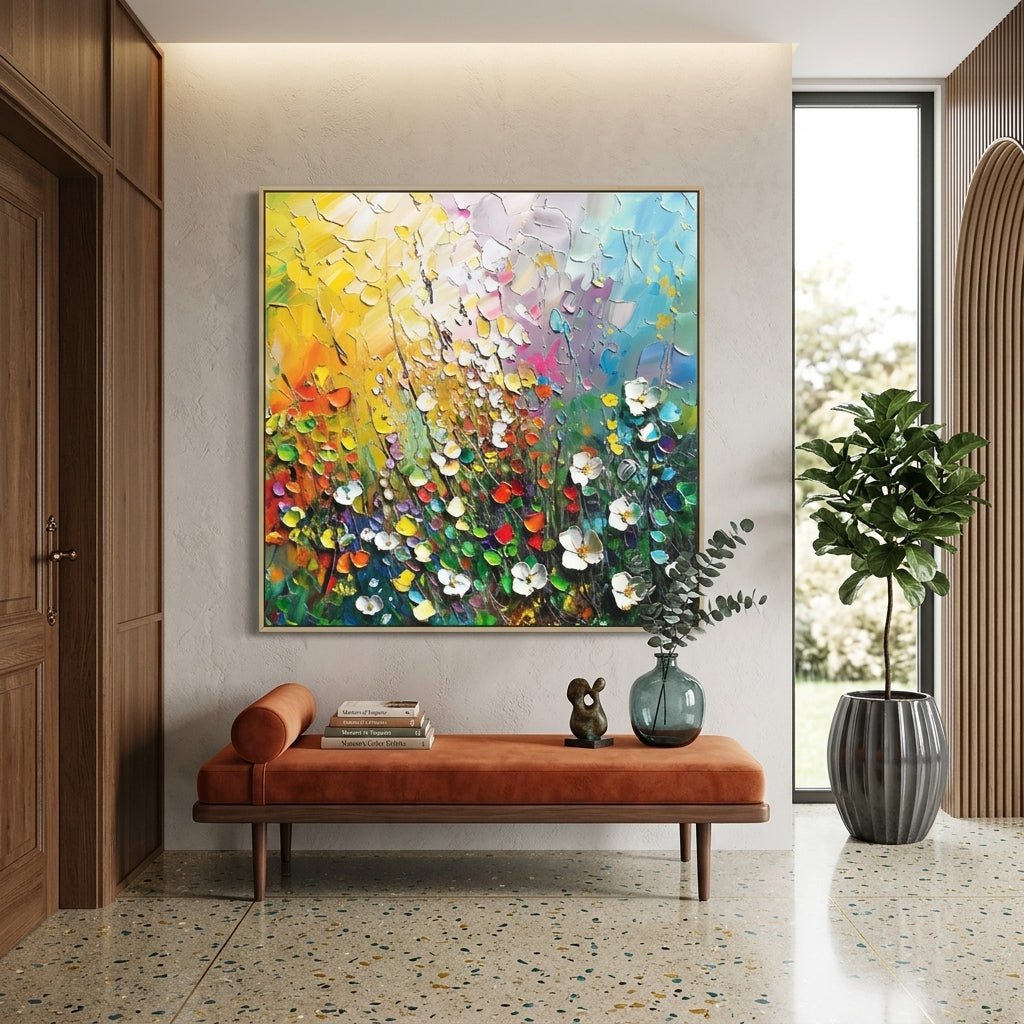 Blütentraum Bunt Handgemalt Gemälde - Norea