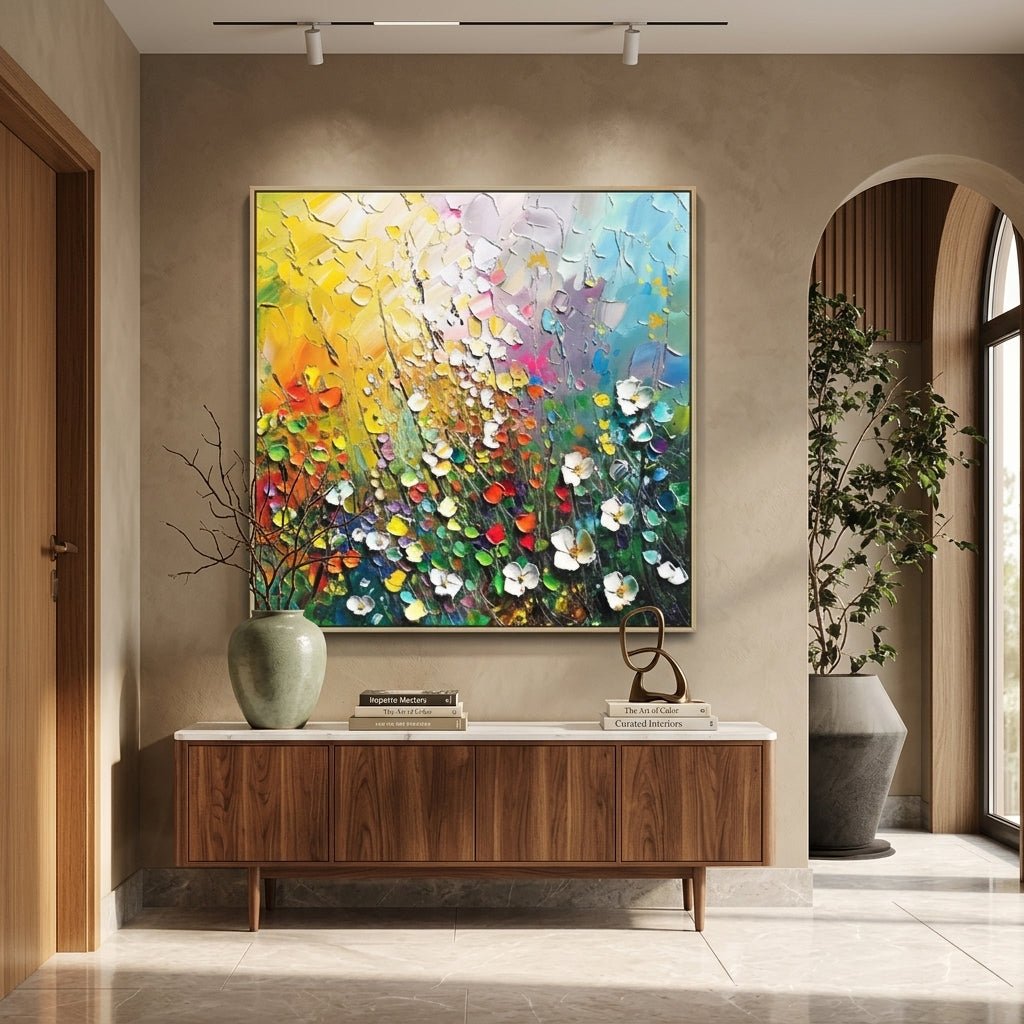 Blütentraum Bunt Handgemalt Gemälde - Norea