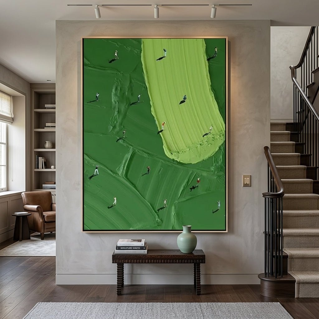Drohnenblick Grün Handgemalt Gemälde - Norea