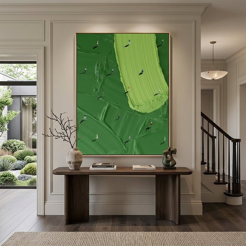 Drohnenblick Grün Handgemalt Gemälde - Norea