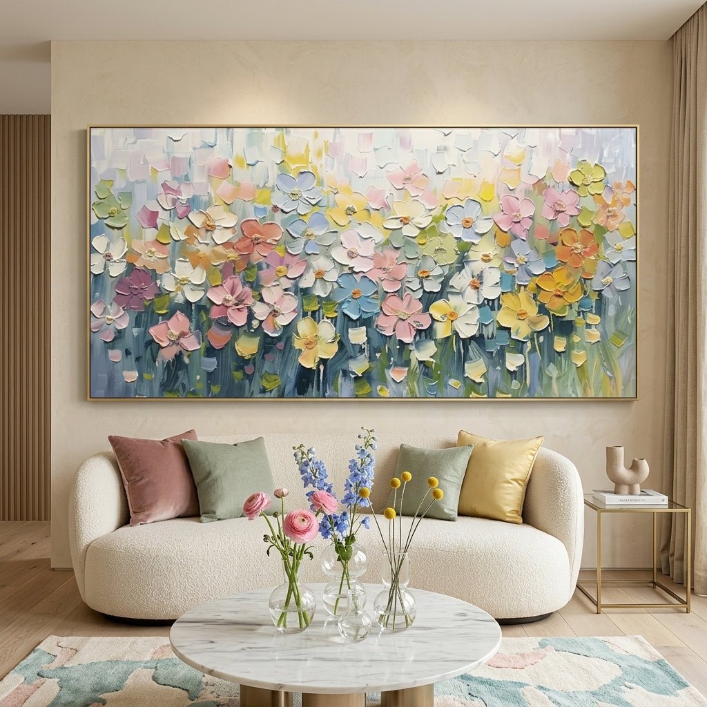 Farbenfrohe Blütenwiese Handgemalt Gemälde - Norea