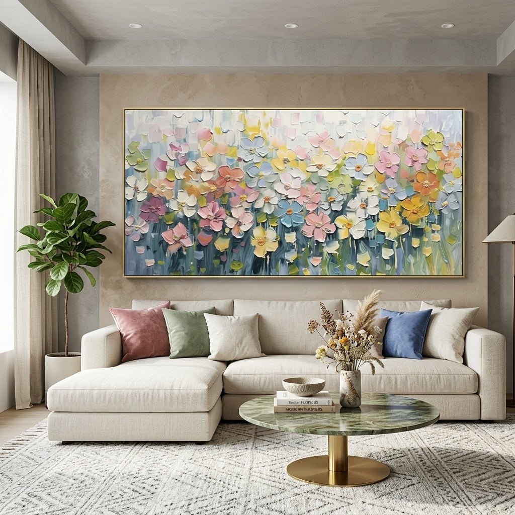 Farbenfrohe Blütenwiese Handgemalt Gemälde - Norea