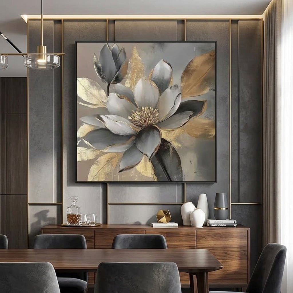Goldene Blüte Handgemalt Gemälde - Norea