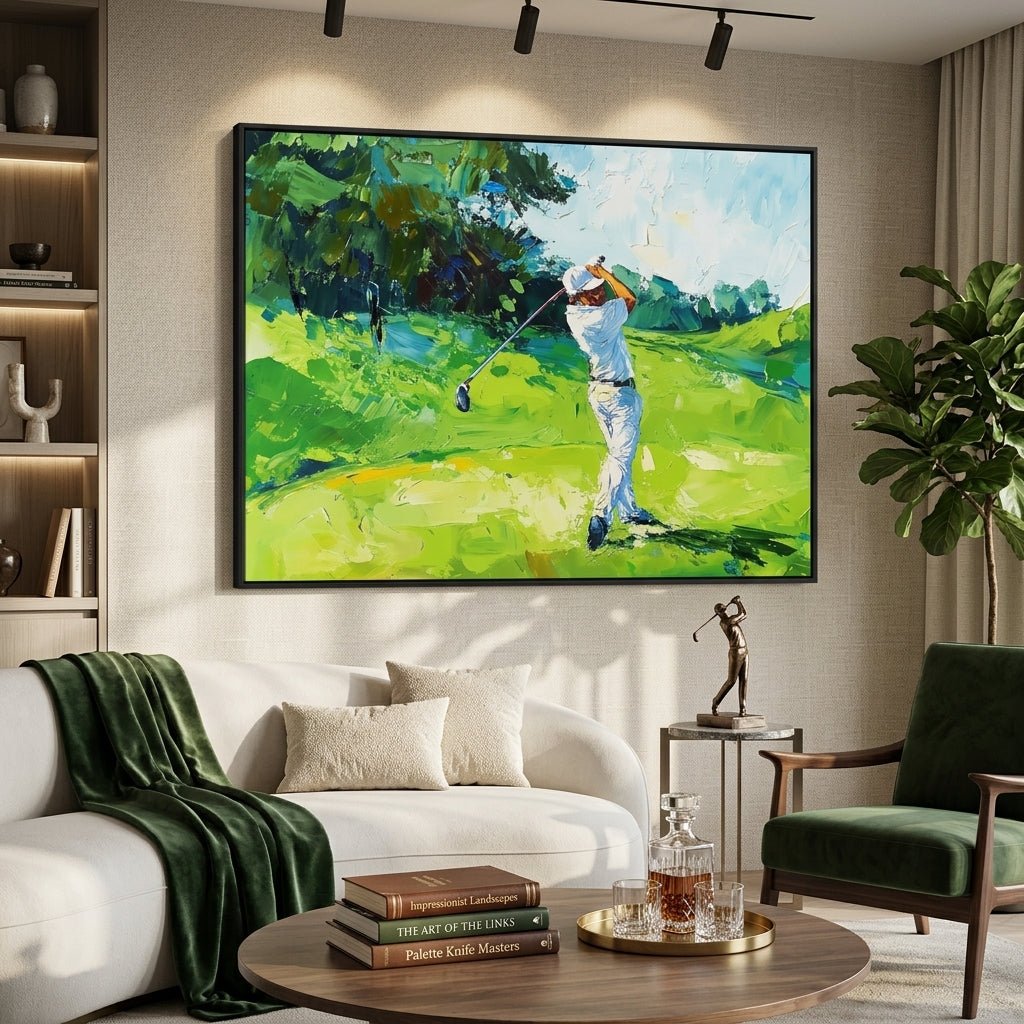 Golfmoment Grün Handgemalt Gemälde - Norea