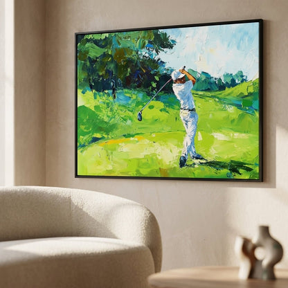 Golfmoment Grün Handgemalt Gemälde - Norea