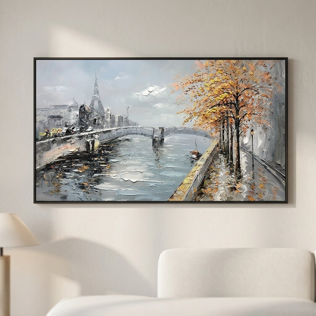 Herbstliche Brücke Handgemalt Gemälde - Norea