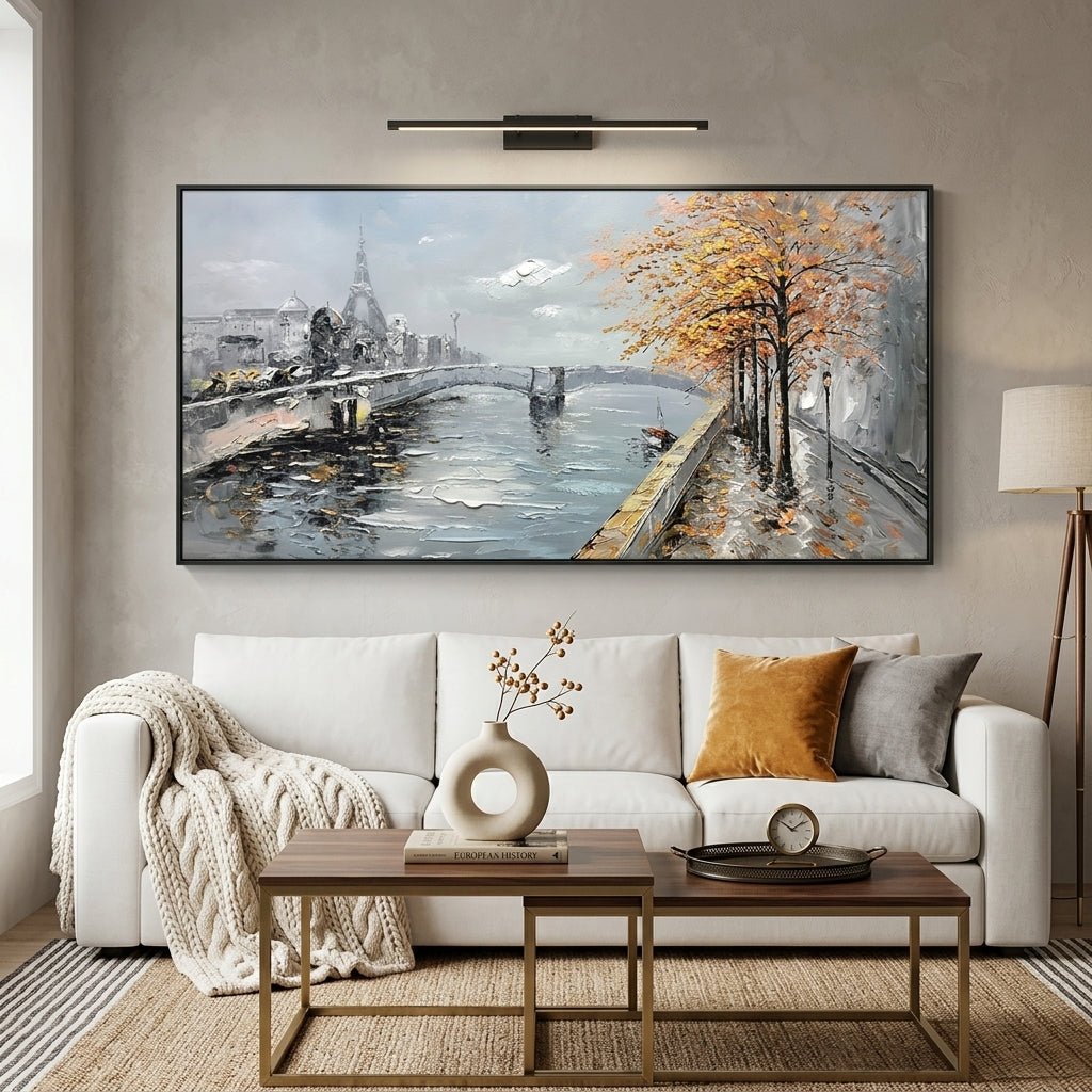 Herbstliche Brücke Handgemalt Gemälde - Norea