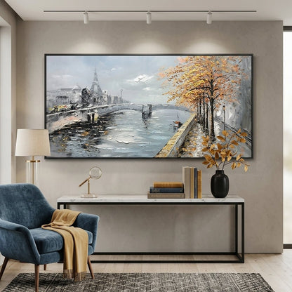 Herbstliche Brücke Handgemalt Gemälde - Norea