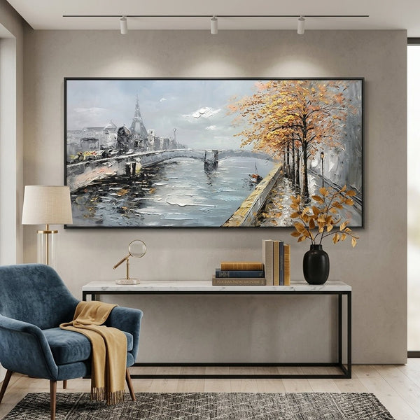 Herbstliche Brücke Handgemalt Gemälde - Norea