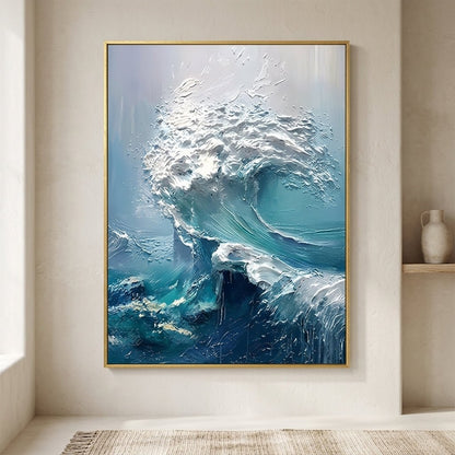 Mächtige Welle Blautürkis Handgemalt Gemälde - Norea
