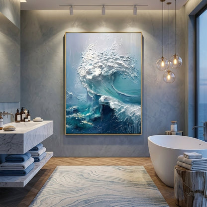 Mächtige Welle Blautürkis Handgemalt Gemälde - Norea