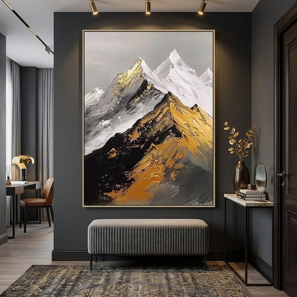 Majestätische Berggipfel Handgemalt Gemälde - Norea