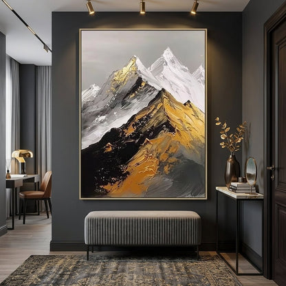 Majestätische Berggipfel Handgemalt Gemälde - Norea