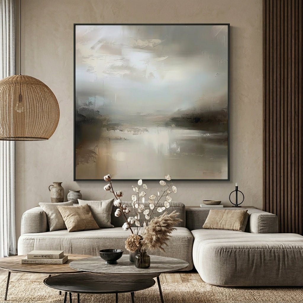 Nebeliger See Handgemalt Gemälde - Norea