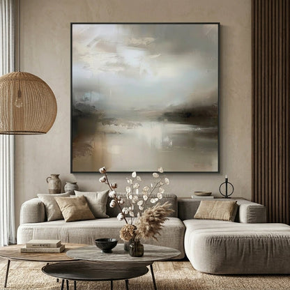 Nebeliger See Handgemalt Gemälde - Norea