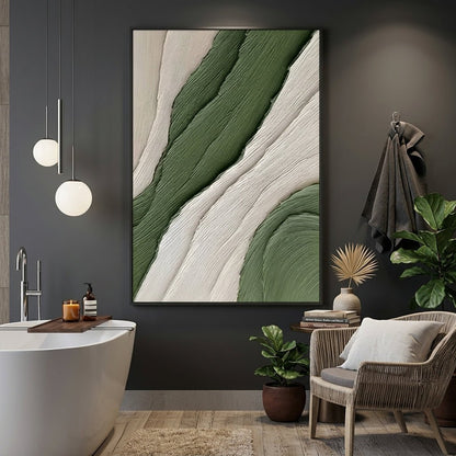 Organische Wellen Grün Handgemalt Gemälde - Norea