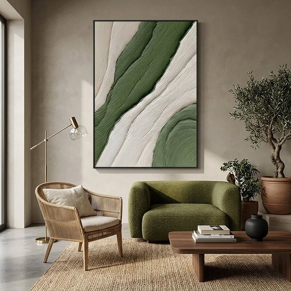 Organische Wellen Grün Handgemalt Gemälde - Norea