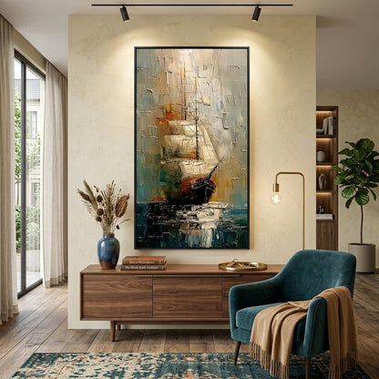 Segelschiff Vintage Handgemalt Gemälde - Norea