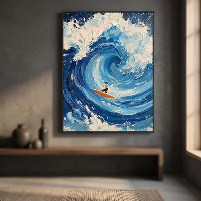 Surfer Blaue Welle Handgemalt Gemälde - Norea