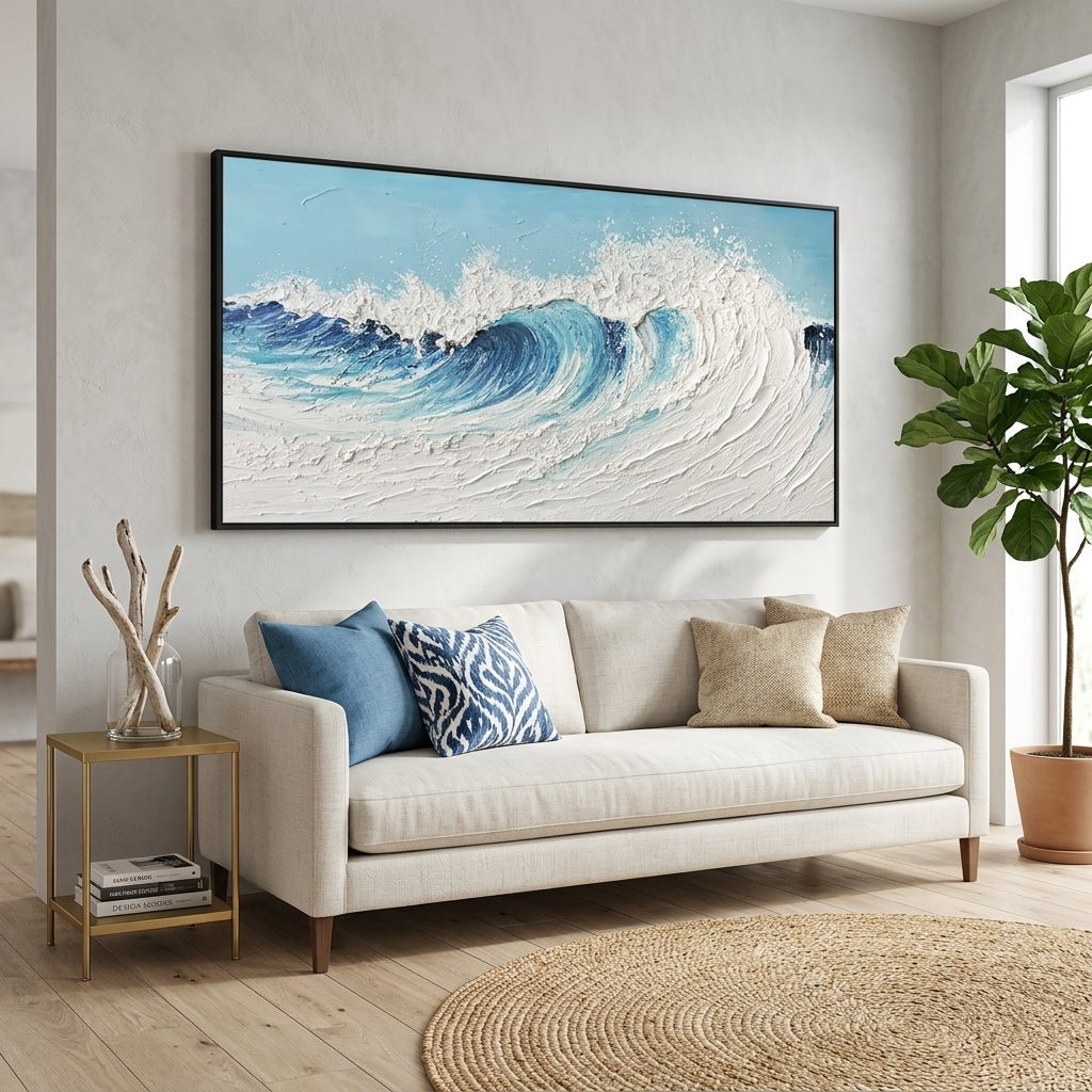 Türkise Welle Handgemalt Gemälde - Norea