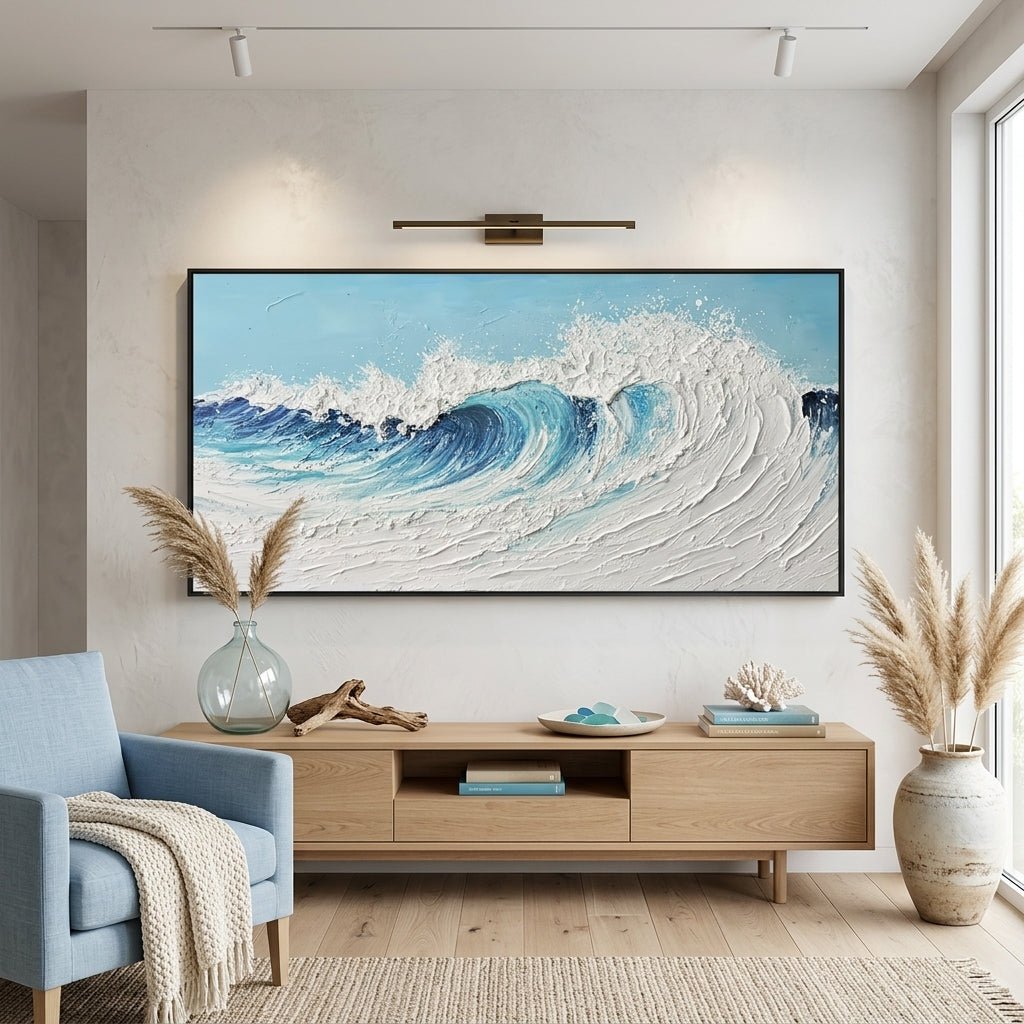 Türkise Welle Handgemalt Gemälde - Norea