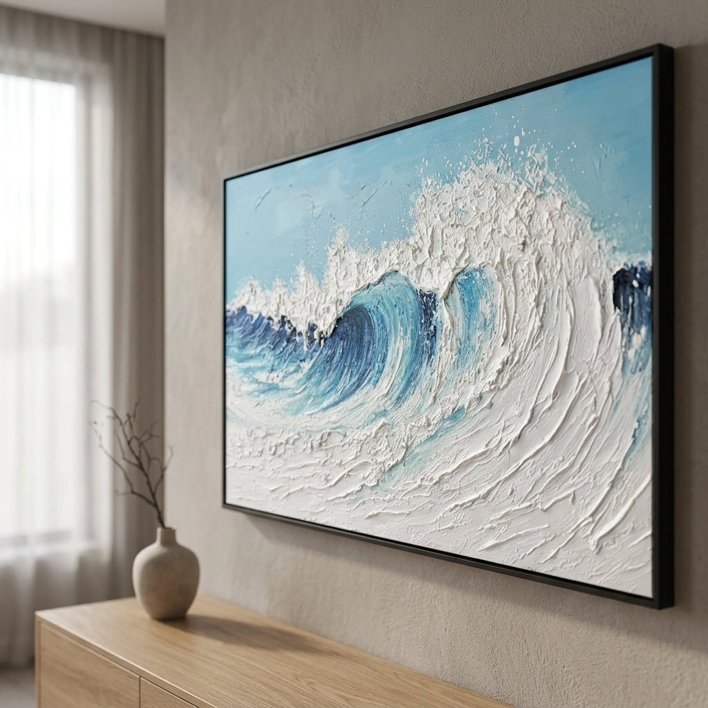 Türkise Welle Handgemalt Gemälde - Norea